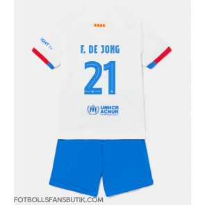 Barcelona Frenkie de Jong #21 Replika Bortatröja Barn 2023-24 Kortärmad (+ Korta byxor)